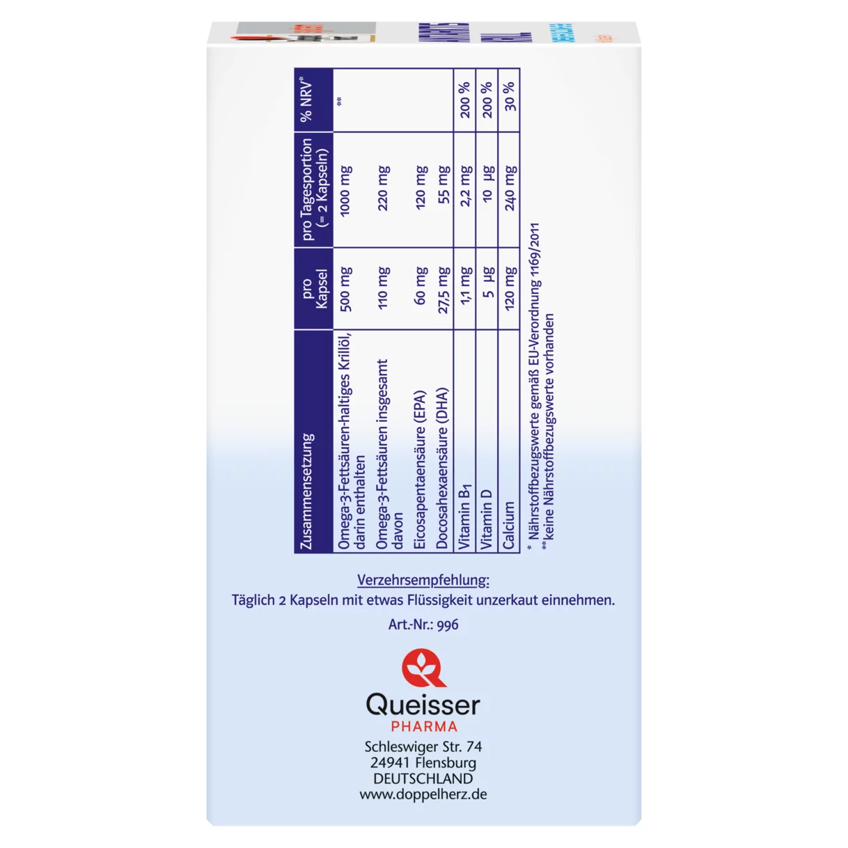 Abbildung der Produktverpackung Doppelherz system ANTARKTIS KRILL Seitenansicht links